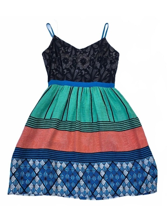 Dresses & Skirts - Tracy Reese Anthropologie Silk Linen Lace Colorblock Sundress Multi 4P